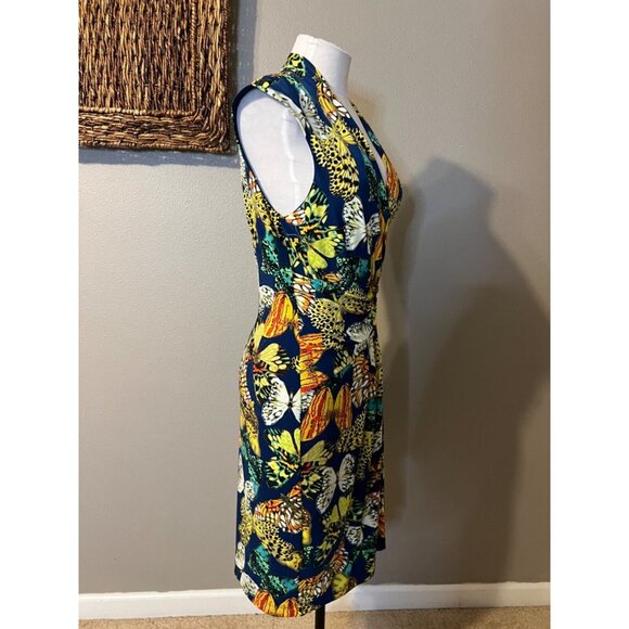 Ellen Tracy Dress 14 Colorful Butterfly Stretch Career Church Washable NEW - Picture 7 of 11
